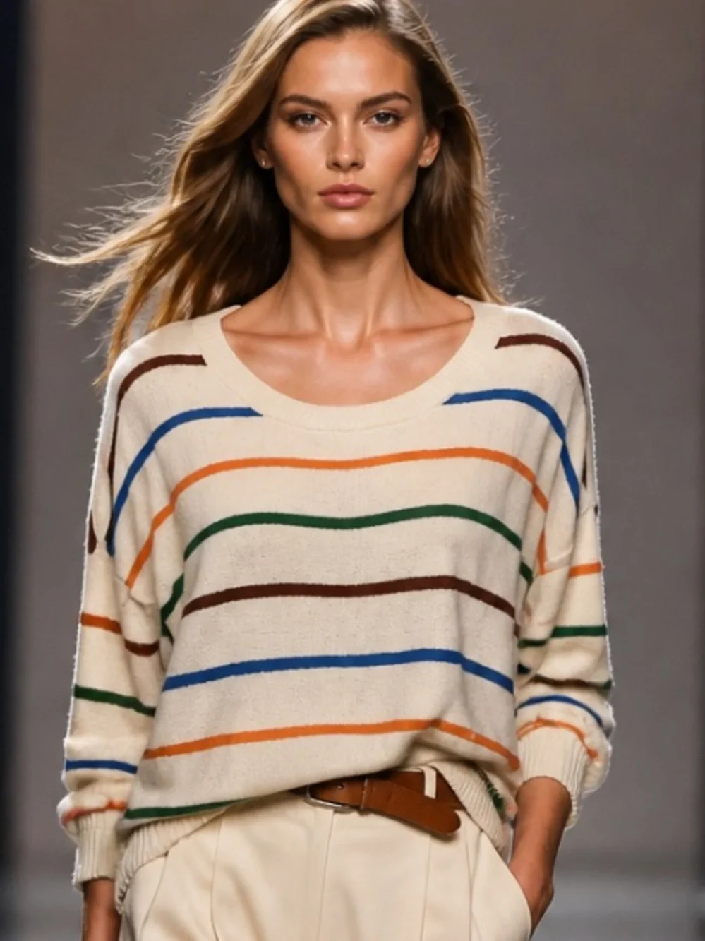 WALLACE J Crew Sweater #39589 Colorstripe Pullover Stripe